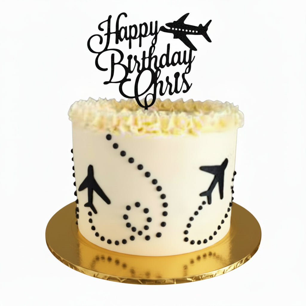 Birthday cake with airplane decorations
