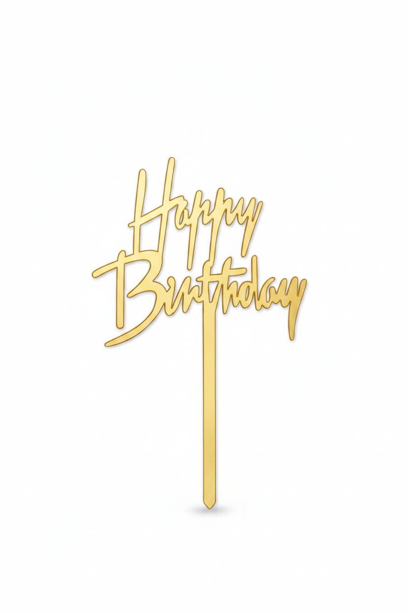 Happy Birthday Cake Topper Gold2