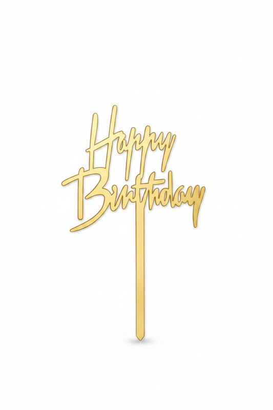 Happy Birthday Cake Topper Gold2