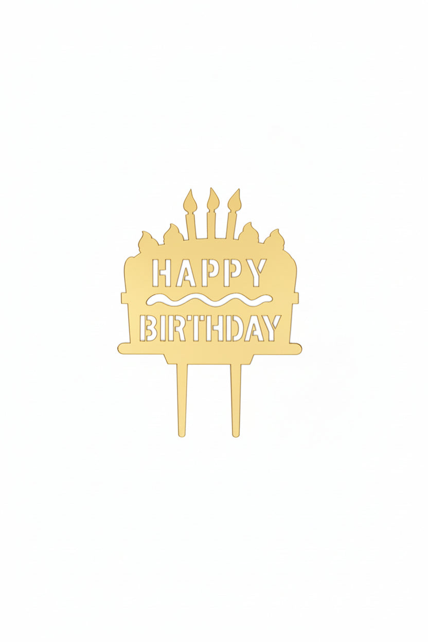 Candles on top Gold Cake Topper