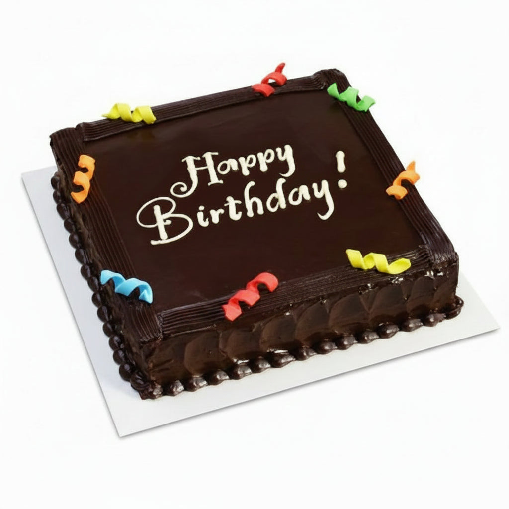 Square Shape Chocolate Cake with Mini Ribbons