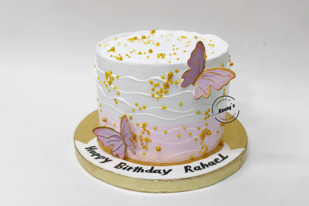 Pink butterflies cake